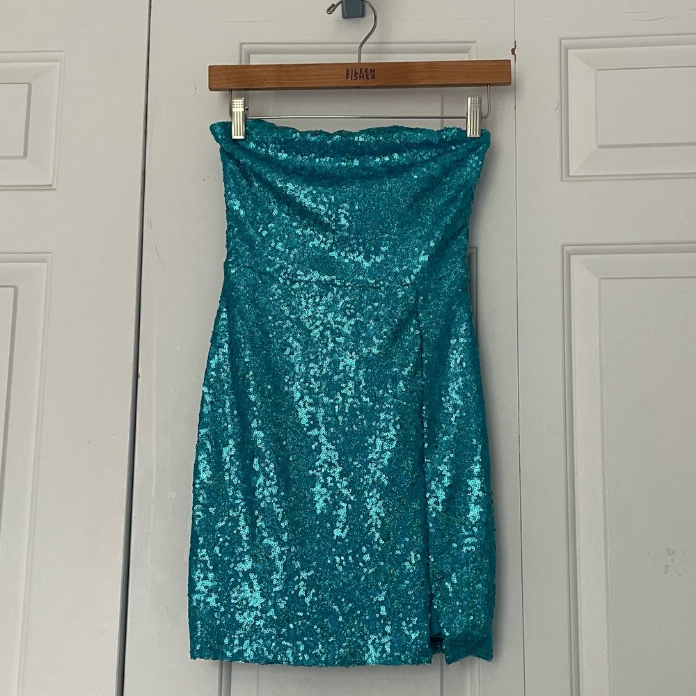 Blue sequin dress
